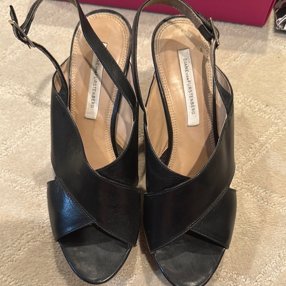 Diane Von Furstenberg Black Slingback Sandals